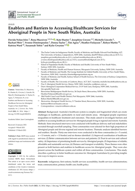 Enablers and Barriers to Accessing Healthcare Services for Aboriginal People in New South Wales, Australia