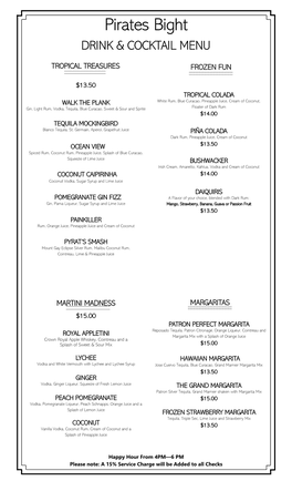 Drink & Cocktail Menu / Wine List