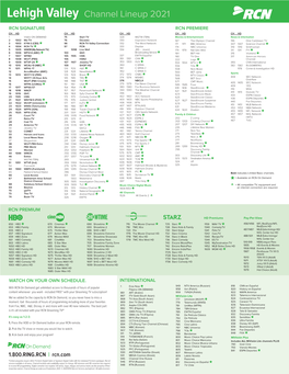 Lehigh Valley Channel Lineup 2021