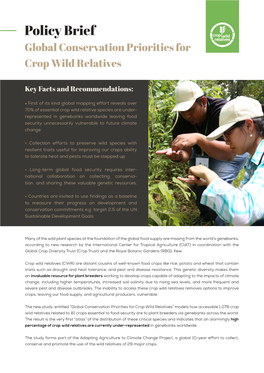 Policy Brief Global Conservation Priorities for Crop Wild Relatives