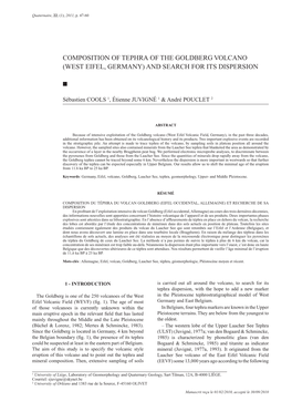 Composition of Tephra of the Goldberg Volcano (West Eifel, Germany) and Search for Its Dispersion