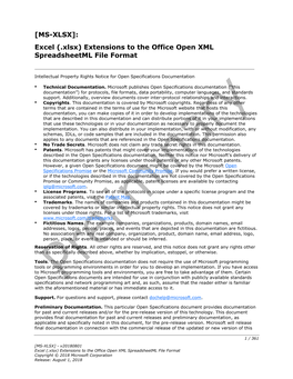 [MS-XLSX]: Excel (.Xlsx) Extensions to the Office Open XML Spreadsheetml File Format