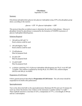 Glucokinase September 15, 2005