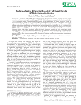 Factors Affecting Differential Sensitivity of Sweet Corn to HPPD-Inhibiting Herbicides Martin M