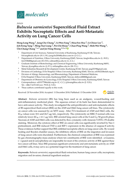 Bulnesia Sarmientoi Supercritical Fluid Extract Exhibits Necroptotic Effects and Anti-Metastatic Activity on Lung Cancer Cells