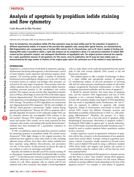 Analysis of Apoptosis by Propidium Iodide Staining and Flow Cytometry