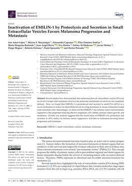 Inactivation of EMILIN-1 by Proteolysis and Secretion in Small Extracellular Vesicles Favors Melanoma Progression and Metastasis