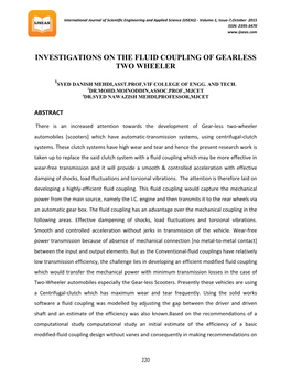 Investigations on the Fluid Coupling of Gearless Two Wheeler