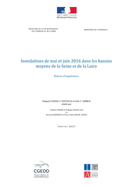 Inondations De Mai Et Juin 2016 Dans Les Bassins Moyens De La Seine Et De La Loire