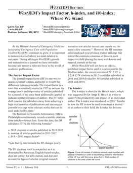 Westjem's Impact Factor, H-Index, and I10-Index