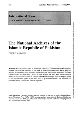 The National Archives of the Islamic Republic of Pakistan