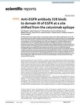Anti-EGFR Antibody 528 Binds to Domain III of EGFR at a Site