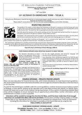 St Fillans Parish Newsletter Dunkeld Diocese, Scottish Charity No: SC001810 Webpage: Stfdac.Co.Uk