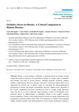 Oxidative Stress in Obesity: a Critical Component in Human Diseases