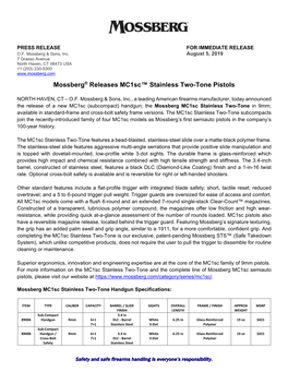 Mossberg® Releases Mc1sc™ Stainless Two-Tone Pistols