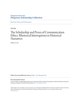 The Scholarship and Praxis of Communication Ethics