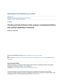 The Rise and Fall of Historic Chief Justices: Constitutional Politics and Judicial Leadership in Indonesia
