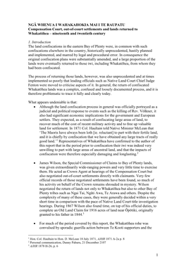 NGĀ WHENUA I WAHAKAHOKIA MAI I TE RAUPATU Compensation Court, Out-Of-Court Settlements and Lands Returned to Whakatōhea – Nineteenth and Twentieth Century