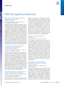 PNAS Plus Significance Statements PNAS PLUS