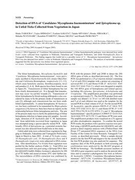 Detection of DNA of 'Candidatus Mycoplasma Haemominutum'