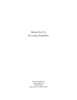 Model LA-2A Leveling Amplifier