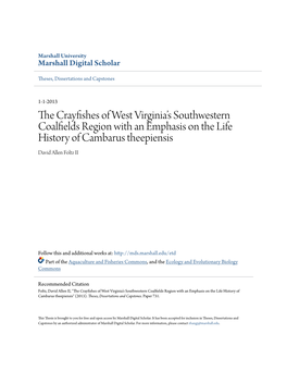 The Crayfishes of West Virginia's Southwestern Coalfields Region