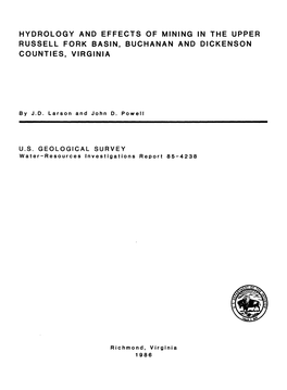 Hydrology and Effects of Mining in the Upper Russell Fork Basin, Buchanan and Dickenson Counties, Virginia