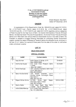 F. No. J-11017/22/2018-Judicial Government of India Ministry of Law and Justice Department of Legal Affairs (Judicial Section)