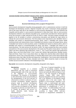 Socioeconomic Development Inequalities Among Geographic Units in Akwa Ibom State, Nigeria Umoren, V