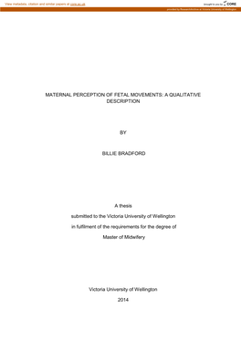 Maternal Perception of Fetal Movements: a Qualitative Description