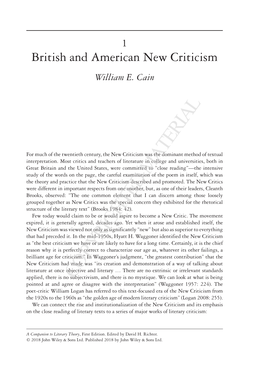 British and American New Criticism William E