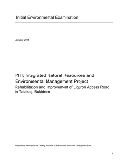 Integrated Natural Resources and Environmental Management Project Rehabilitation and Improvement of Liguron Access Road in Talakag, Bukidnon