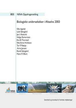 Biologiske Undersøkelser I Altaelva 2003