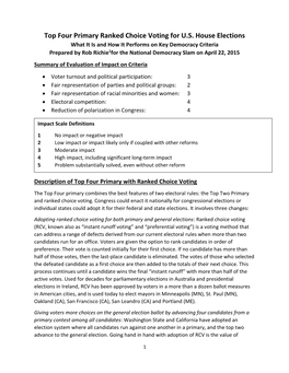 Top Four Primary Ranked Choice Voting for U.S