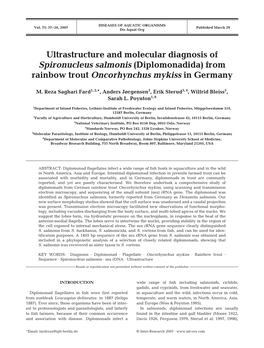 Ultrastructure and Molecular Diagnosis of Spironucleus Salmonis (Diplomonadida) from Rainbow Trout Oncorhynchus Mykiss in Germany