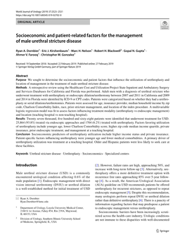 Socioeconomic and Patient-Related Factors for the Management of Male