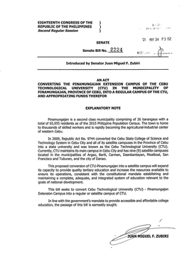 EIGHTEENTH CONGRESS of the ) REPUBLIC of the PHILIPPINES ) Second Regularsession ) SENATE Senate Bill No. S224 71 Hay 24 P 3 '5