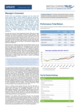 Manager's Comment Performance Total Return