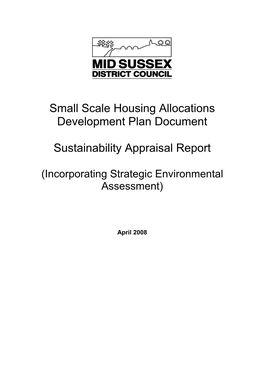 Small Scale Housing Allocations Sustainability Appraisal Report