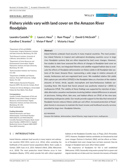 Fishery Yields Vary with Land Cover on the Amazon River Floodplain