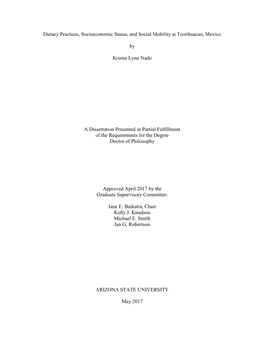 Dietary Practices, Socioeconomic Status, and Social Mobility at Teotihuacan, Mexico