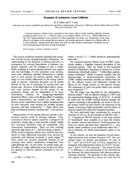 PHYSICAL REVIEW LETTERS Dynamics of Antimatter-Atom