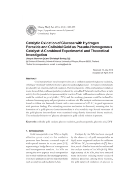 Catalytic Oxidation of Glucose with Hydrogen Peroxide and Colloidal Gold As Pseudo-Homogenous Catalyst