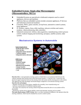 Embedded System: Single-Chip Microcomputer (Microcontrollers, Mcus)