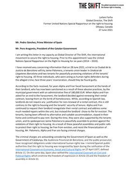 Leilani Farha Global Director, the Shift Former United Nations Special Rapporteur on the Right to Housing Ottawa, Canada 27 June 2021