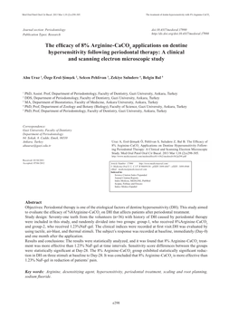 The Efficacy of 8% Arginine-Caco Applications on Dentine