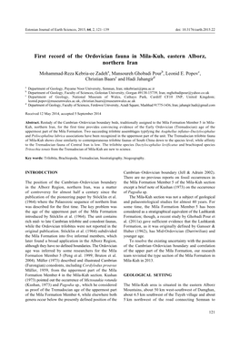 First Record of the Ordovician Fauna in Mila-Kuh, Eastern Alborz, Northern Iran