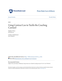 Using Contract Law to Tackle the Coaching Carousel Stephen F