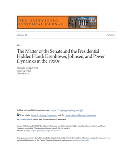 The Master of the Senate and the Presidential Hidden Hand: Eisenhower, Johnson, and Power Dynamics in the 1950S by Samuel J