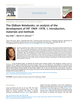 The Oldham Notebooks: an Analysis of the Development of IVF 1969￢ﾀﾓ